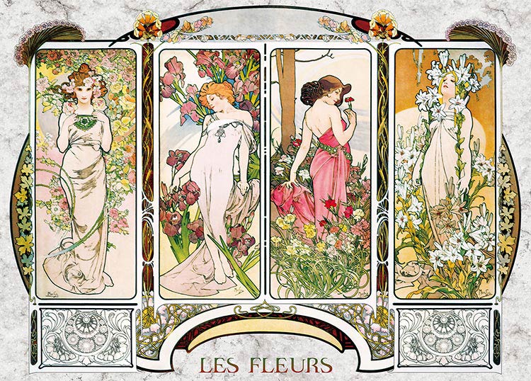 EPO-54-007 アルフォンス・ミュシャ作 四つの花 2000ピース ［CP-HI