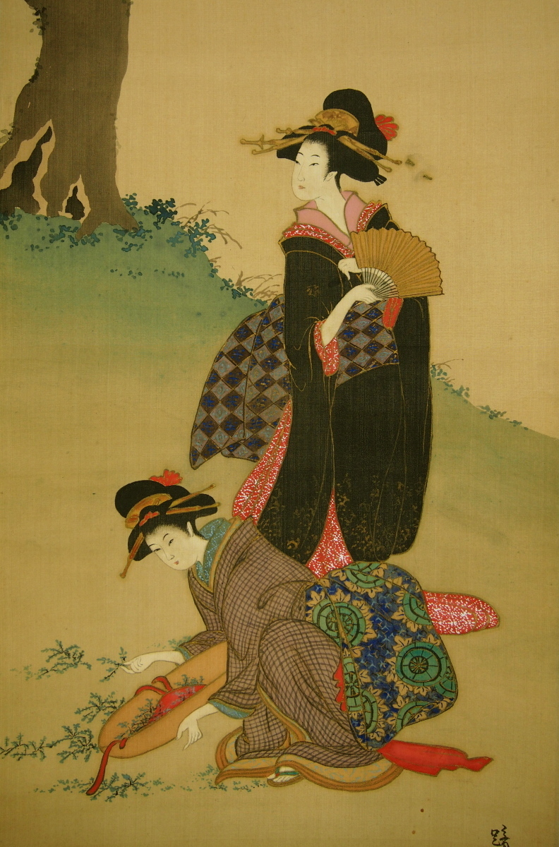 掛け軸 広森 耕仁作 大楠公桜井の別れ 桐箱付き(二重箱付き) 掛け軸