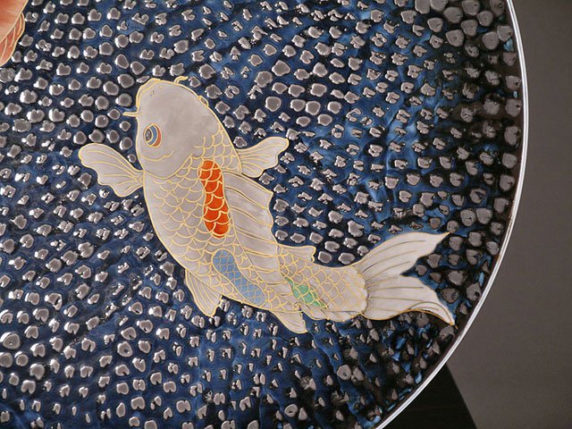 古伊万里？ 虎の絵の大皿 染付 金彩 直径約46cm