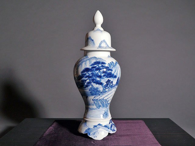 年末値下げ！希少！肥前有田 金作製 花瓶 名工 大正時代 時代物染付