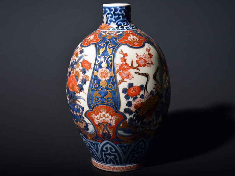 古伊万里 金蘭手様式大花瓶 花器 置物 古伊万里の花器K4/骨董/花柄