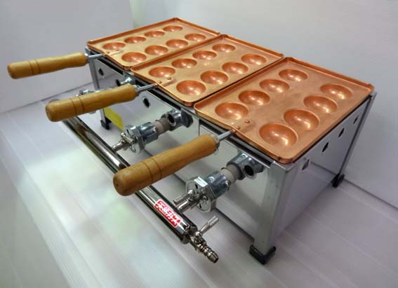 新品】 明石焼機 たこ焼き機 銅製 ガス式 10穴用 f923 安福 明石焼き機