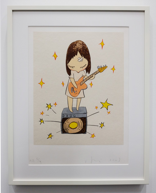 奈良美智 直筆サイン入り木版画 「 flashlight girl 」 奈良美智 直筆