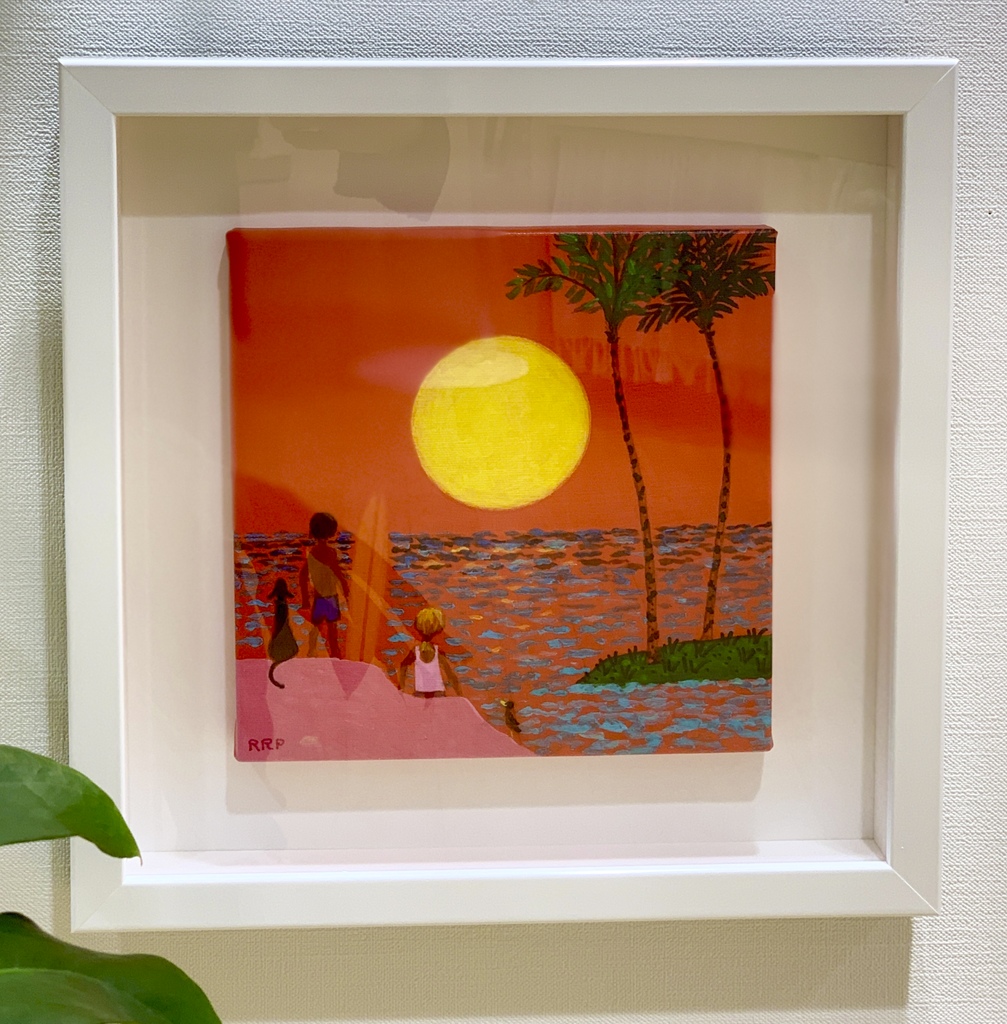 夕陽のセレナーデ 絵画原画 ハワイの夕焼けをアートでロザリー