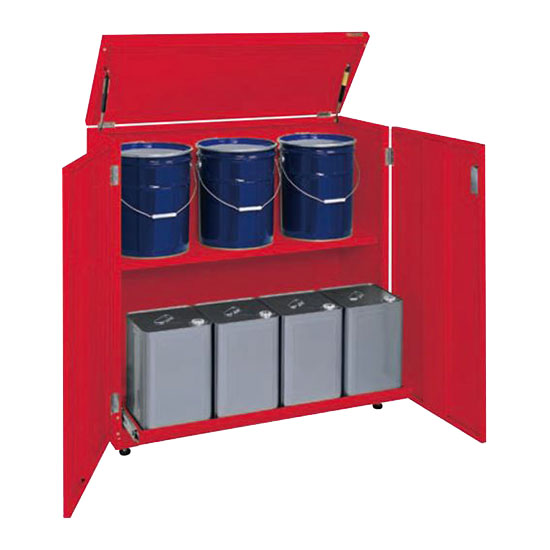 KU-ITKD サカエ 一斗缶・ペール缶兼用保管庫 鍵付き アジャスター