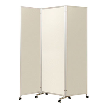 KPV-18-3P-IV 弘益 キャスター付パーテーション 3連折畳み ポリ化粧板