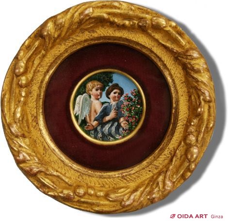 油彩画「天使の贈りもの」小松崎邦雄 油彩画「天使の贈りもの」小松崎