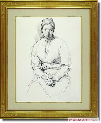 専用他の方発送×小磯良平【婦人画】刻印あり 複製 専用他の方発送×小磯