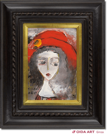 油彩 赤い帽子 絵画 織田廣喜 少女 織田ひろき 美術 おだひろき 少女 油彩