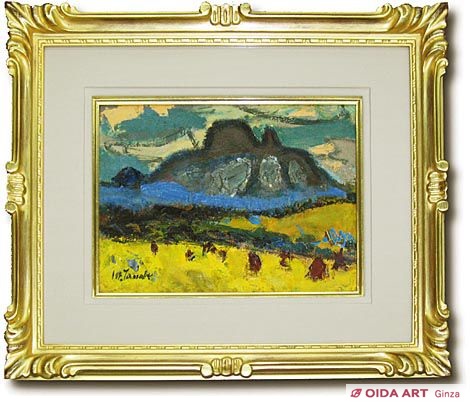 田辺 三重松 パステル画 箱館郊外 絵画 ハワイの街 田辺 三重松 パステル