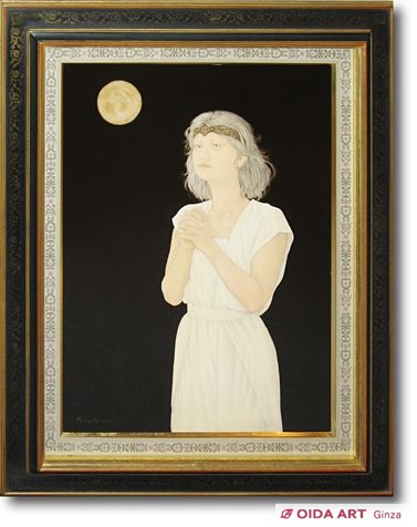 美品 栗原喜依子【祈り】肉筆油彩画 直筆サインあり 栗原喜依子 祈り