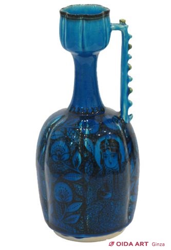 加藤卓男 青釉胡姫文手付花入 | 絵画など美術品の販売と買取 | 東京