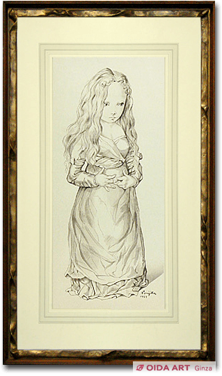 上尚司 少女像 絵画 額装 小田急百貨店購入 約70万円 40数年