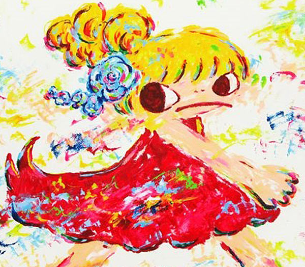 F8号］ロッカクアヤコ 肉筆保証⁄手描き⁄表裏サイン有⁄アクリル⁄絵画