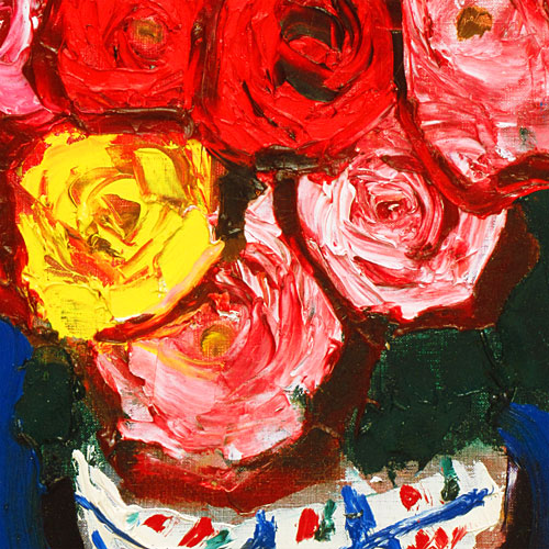 佐藤昭三 「紅白薔薇」 日本画10号 直筆サイン・落款有り 佐藤昭三