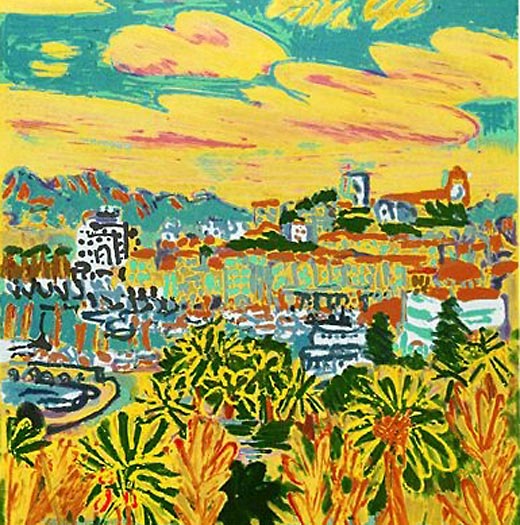 梅原龍三郎「カンヌ」リトグラフ 版画 絵画 真作 貴重な作品 梅原龍