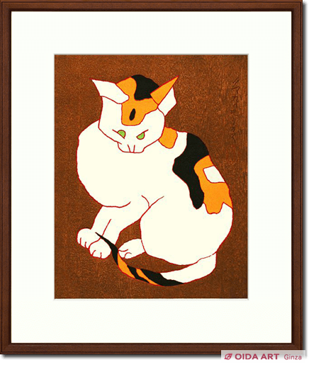 ○熊谷守一「猫」 美しい静かな猫が素敵です F4号のキャンバス