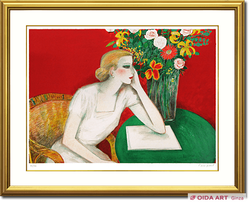 ジャン＝ピエール・カシニョール『バラの木 No.II』複製画 額装 1996年