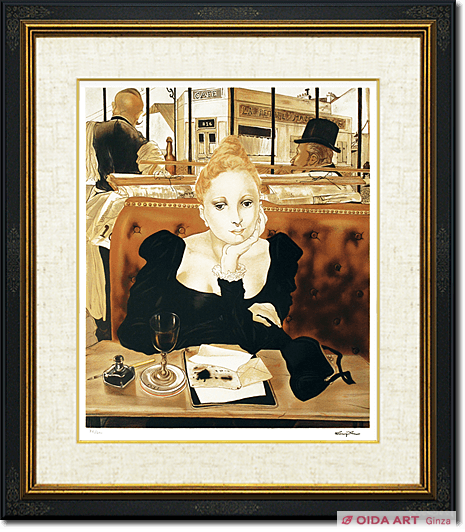 藤田嗣治 エスタンプリトグラフ「カフェ」 100部限定 12/100 藤田嗣治