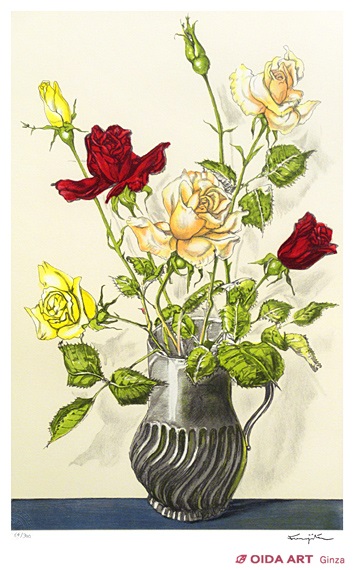 イヴ・ガンヌ 「夏の花束」 リトグラフ 直筆サイン・エディション有り