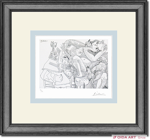 パブロ・ピカソ 347シリーズ 版画 4.8.69Ⅲ 額サイズ41x36cm パブロ