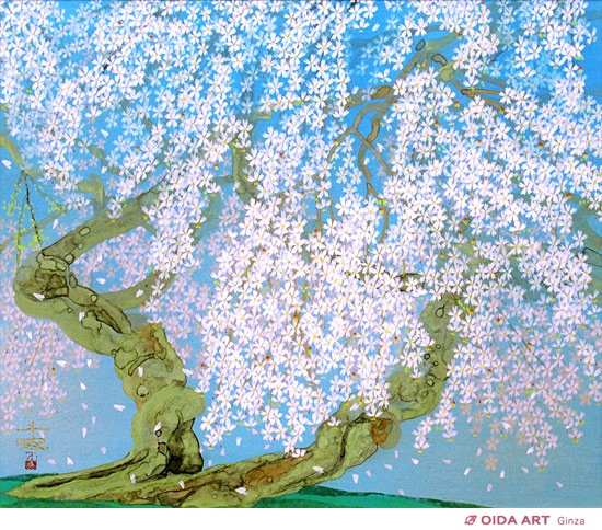 中島千波 宝円寺の枝垂桜 | 絵画など美術品の販売と買取 | 東京・銀座