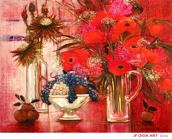 シリアルナンバー有り ミッシェル・アンリ 「真紅の花」 シリアル