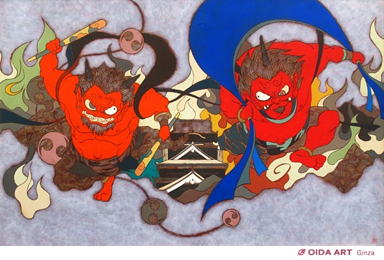 随心堂】陶版画 風神雷神図 美術品 有田焼 随心堂】 風神雷神図 美術品