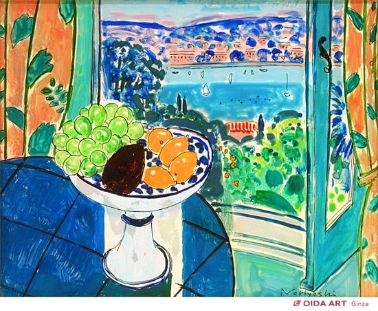 坂口紀良 絵画 ホルンのあるコート・ダ・ジュールの窓辺（GON9-5