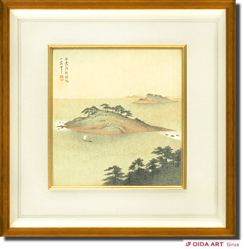 小野竹喬、雨の広場、希少画集画、新品額装付、状態良好 小野竹喬、雨