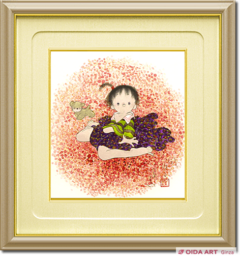 油絵 額付き 中島潔 F6 【 風吹く 渡し 】手描き 油絵 額付き 中島潔