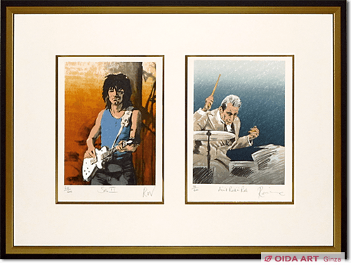 額縁付き 絵画 中型 ロンウッド リトグラフ スライドオンディスⅡ 人物