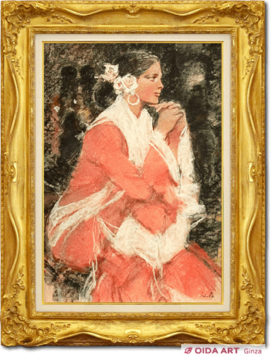 斉藤三郎 踊り子（ピンク色のドレス） | 絵画など美術品の販売と買取