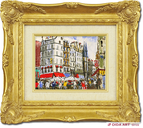 真作保証 関拓司 「朝市のムフタール」 F8号 真作保証 関拓司 「朝市の