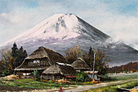 リトグラフ 版画 林喜一郎 150/95 伝統的な日本の家屋 95/150