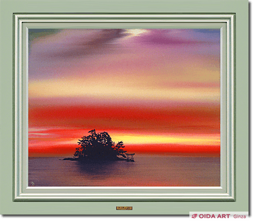 椿凛流図方丈記墨彩画額装済み