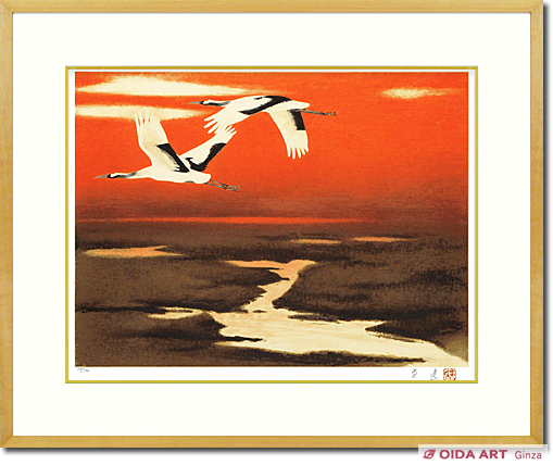 日本画家岩橋英遠の工芸画 大塚工藝社制作 翔鶴 北野美術館所蔵