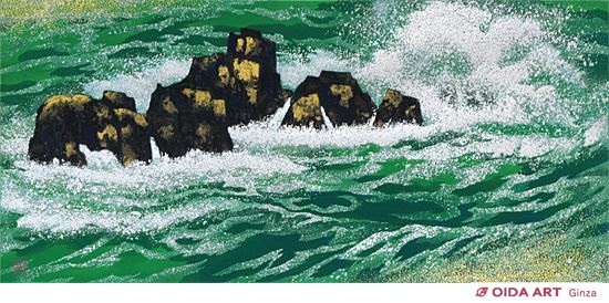 東山魁夷 『満ち来る潮』 岩絵の具方式複製工芸画 東山魁夷 「満ち来る