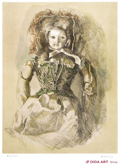 真作】◇小磯良平『フランス人形』銅版画◇検）東郷青児 高塚省吾 宮永岳彦