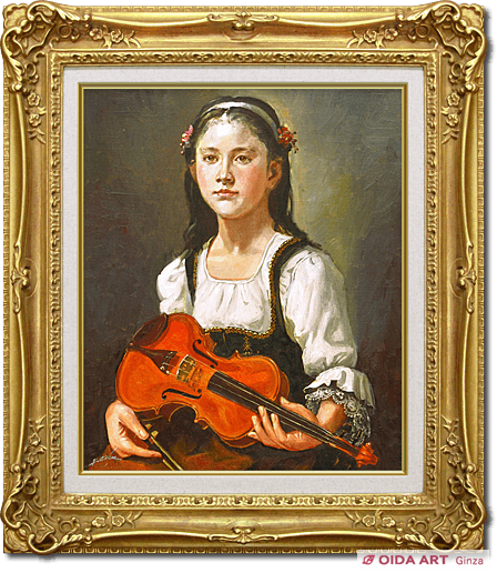 奥龍之介 バイオリンを持つ少女 | 絵画など美術品の販売と買取 | 東京