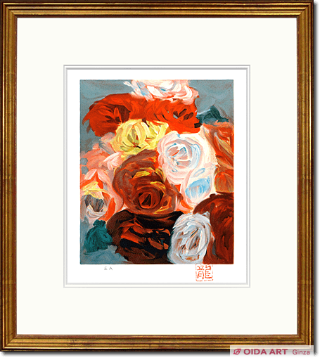 特価！ 梅原龍三郎作 肉筆油彩画「薔薇」 特価！ 梅原龍三郎作 肉筆油彩