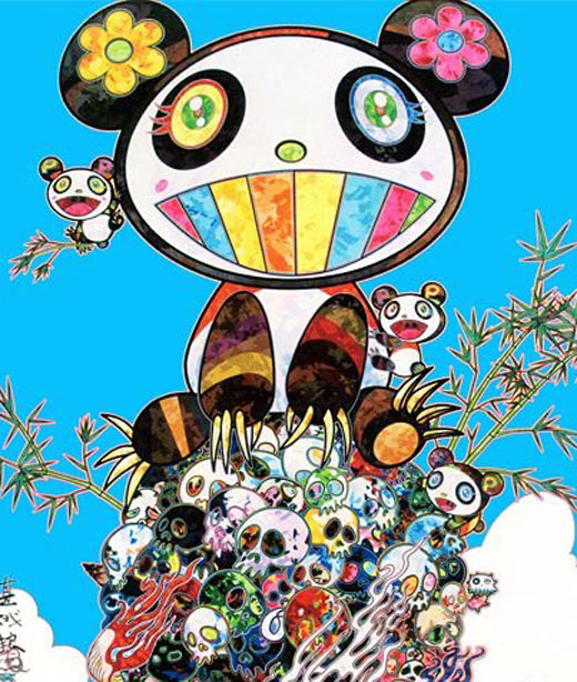 ムラカミパンダの親子 村上隆 パンダの親子「幸せ～」 | 絵画など美術品の