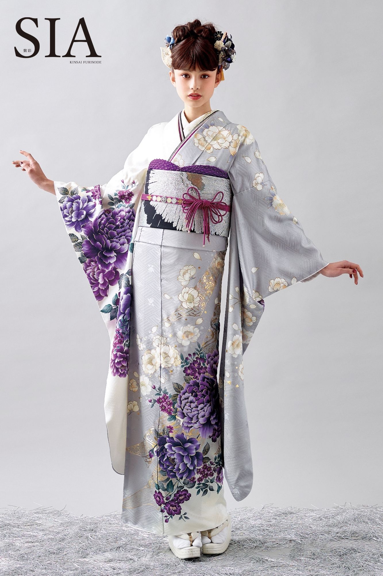 逸品☆おしゃれ 中古☆振袖☆仕立て上がり NO.B09 紫色 成人式 結婚式