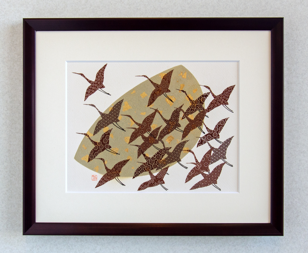 鶴（ツル）のインテリア額 | 伊勢型紙専門店おおすぎ