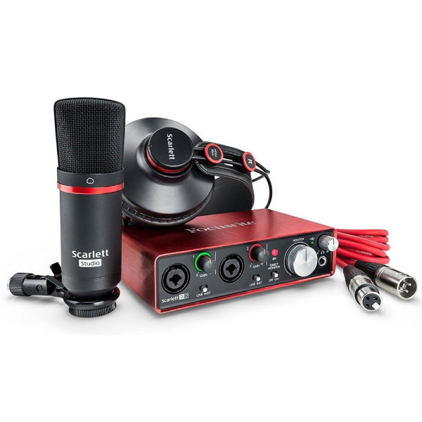 Focusriteのオーディオインターフェイススタジオパック、Scarlett 2i2