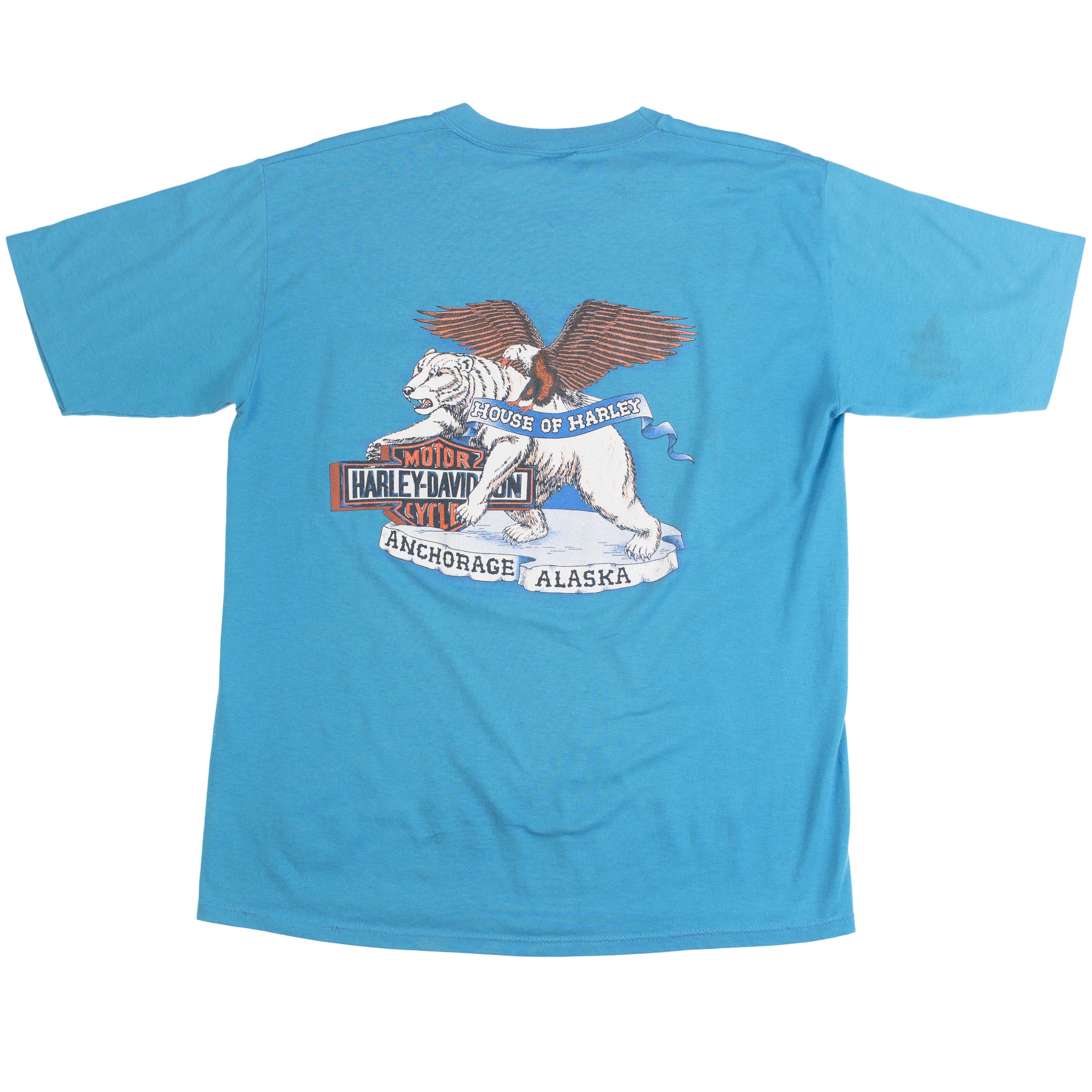 Harley turquoise pocket t shirt early 90s Jerzees XL USA – L N F