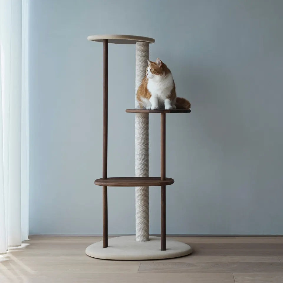 Japan KARIMOKU Cat Tree cat jumping platform｜Solid wood｜Beige