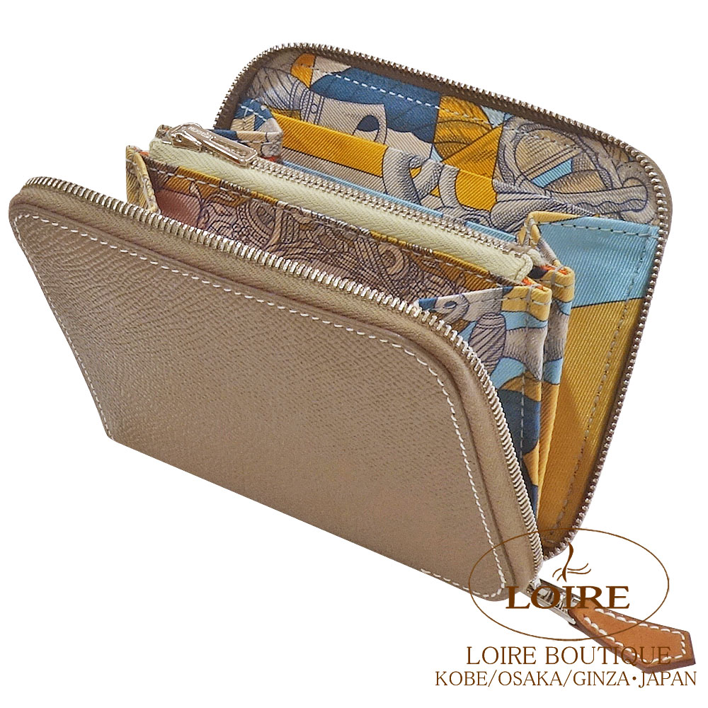 エルメス アザップ シルクイン コンパクト エトゥープ D刻印 エルメス HERMES アザップコンパクトミニ シルクイン D刻印 (2019年製