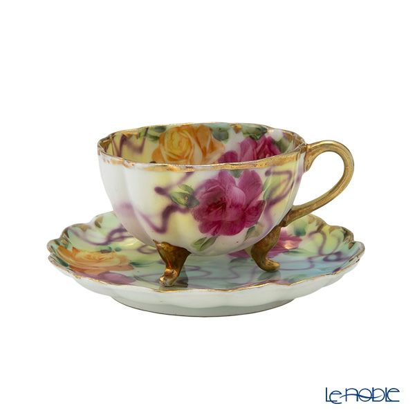 オールドノリタケ コバルト 金彩 ペディスタル カップ ソーサー