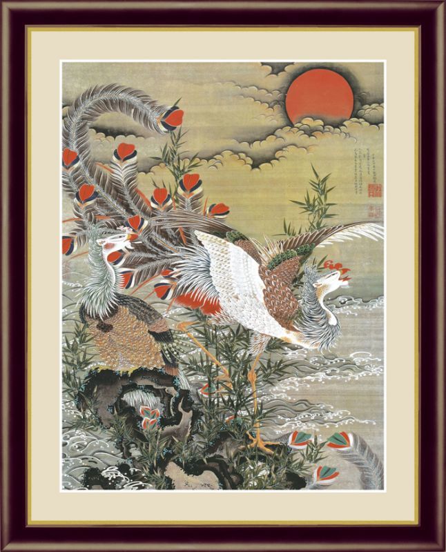 貴重な輪島塗鳳凰絵画、額縁壁掛け昭和レトロ 貴重な輪島塗鳳凰絵画